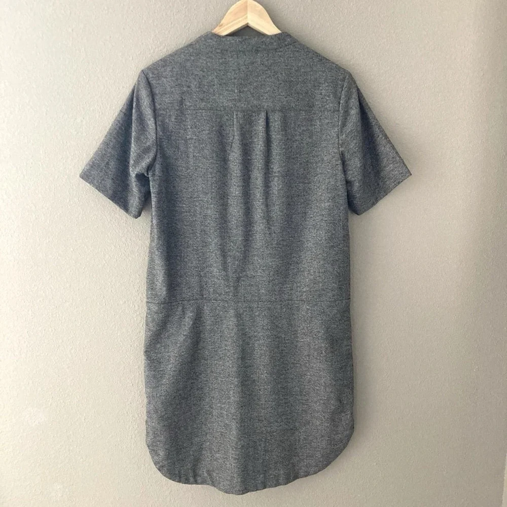 BANANA REPUBLIC Gray Marled Flannel Shirttail Hem Popover Shirtdress Size 4 - Picture 3 of 6